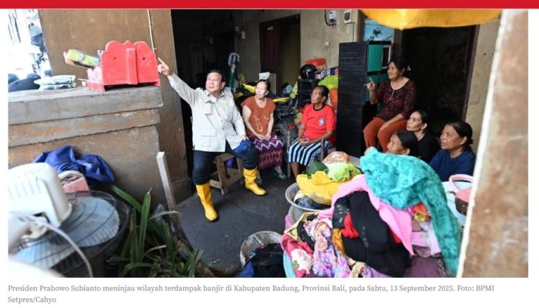 Presiden Prabowo Tinjau Langsung Lokasi Banjir di Bali