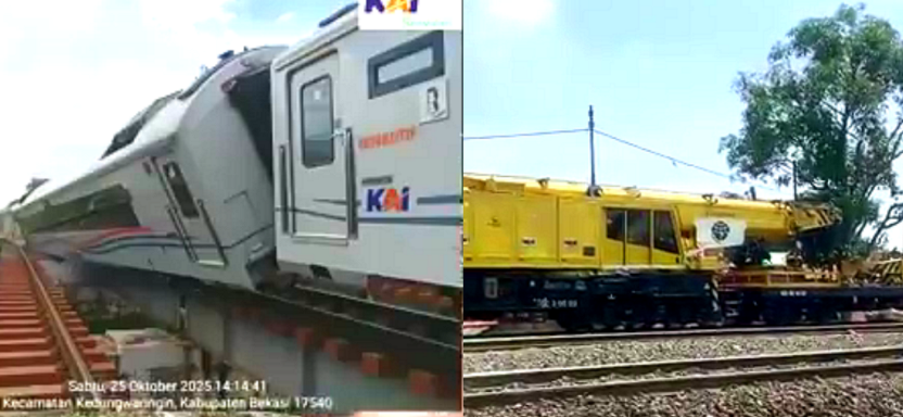 Evakuasi Mengevakuasi Dua Gerbong Kereta Api Purwo Jaya Yang Anjlok
