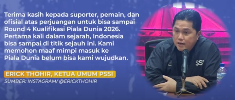 Permohonan Maaf Ketua PSSI Atas Gagalnya Tim Nas Sepak Bola Masuk Piala Dunia