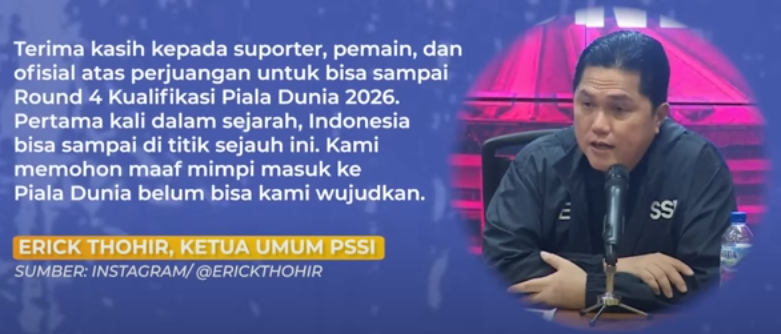 Permohonan Maaf Ketua PSSI Atas Gagalnya Tim Nas Sepak Bola Masuk Piala Dunia